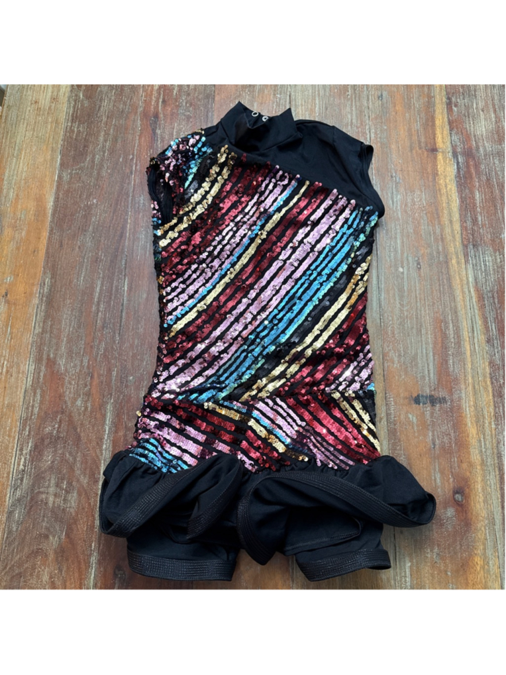Weissman Women's Black Multicolor Sequin Dance Costume Small